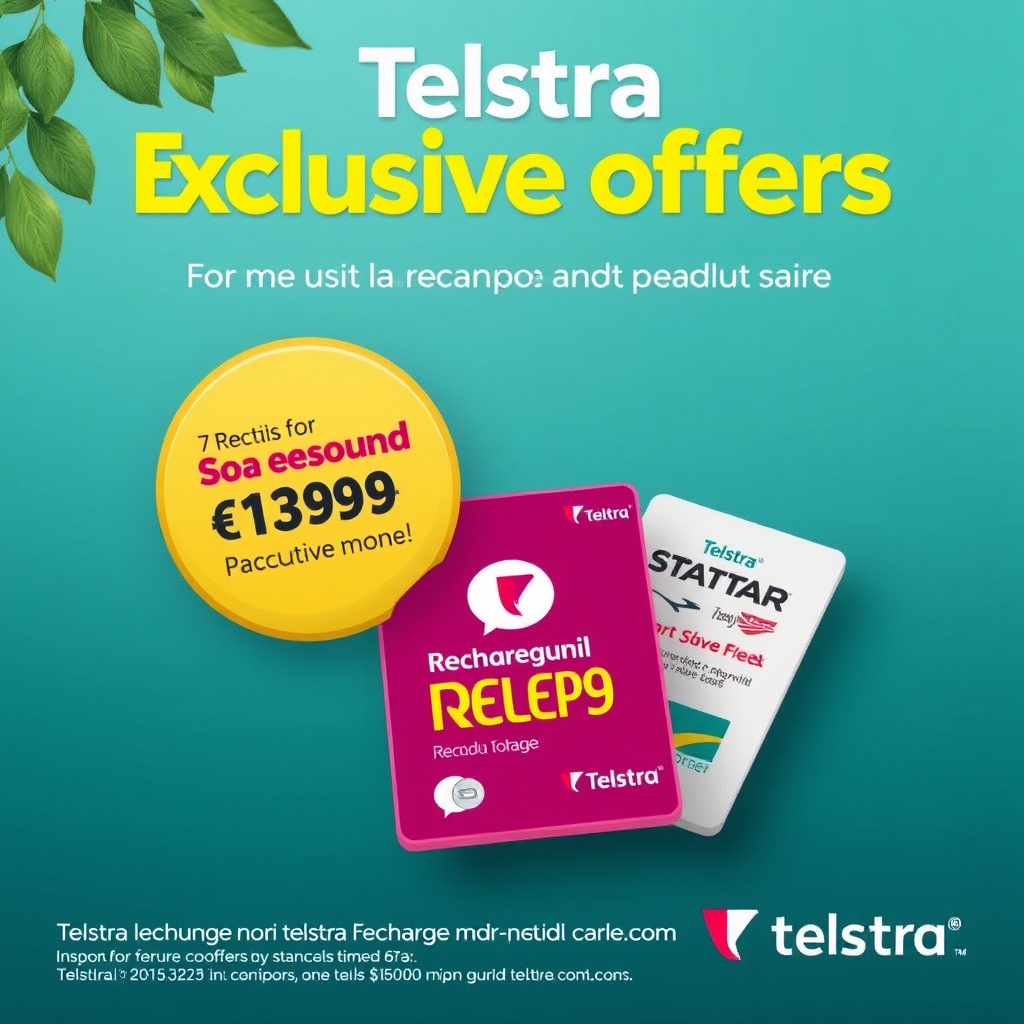 Telstra exclusive offers banner showing premium deals for telstra recharge and prepaid services