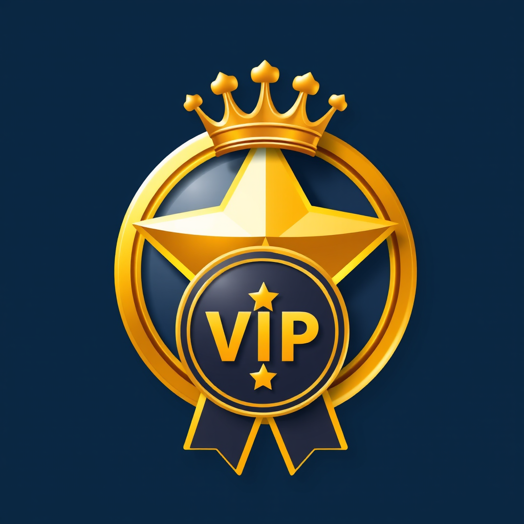 Premium membership icon showing golden star with crown and VIP badge, representing exclusive benefits and priority service access