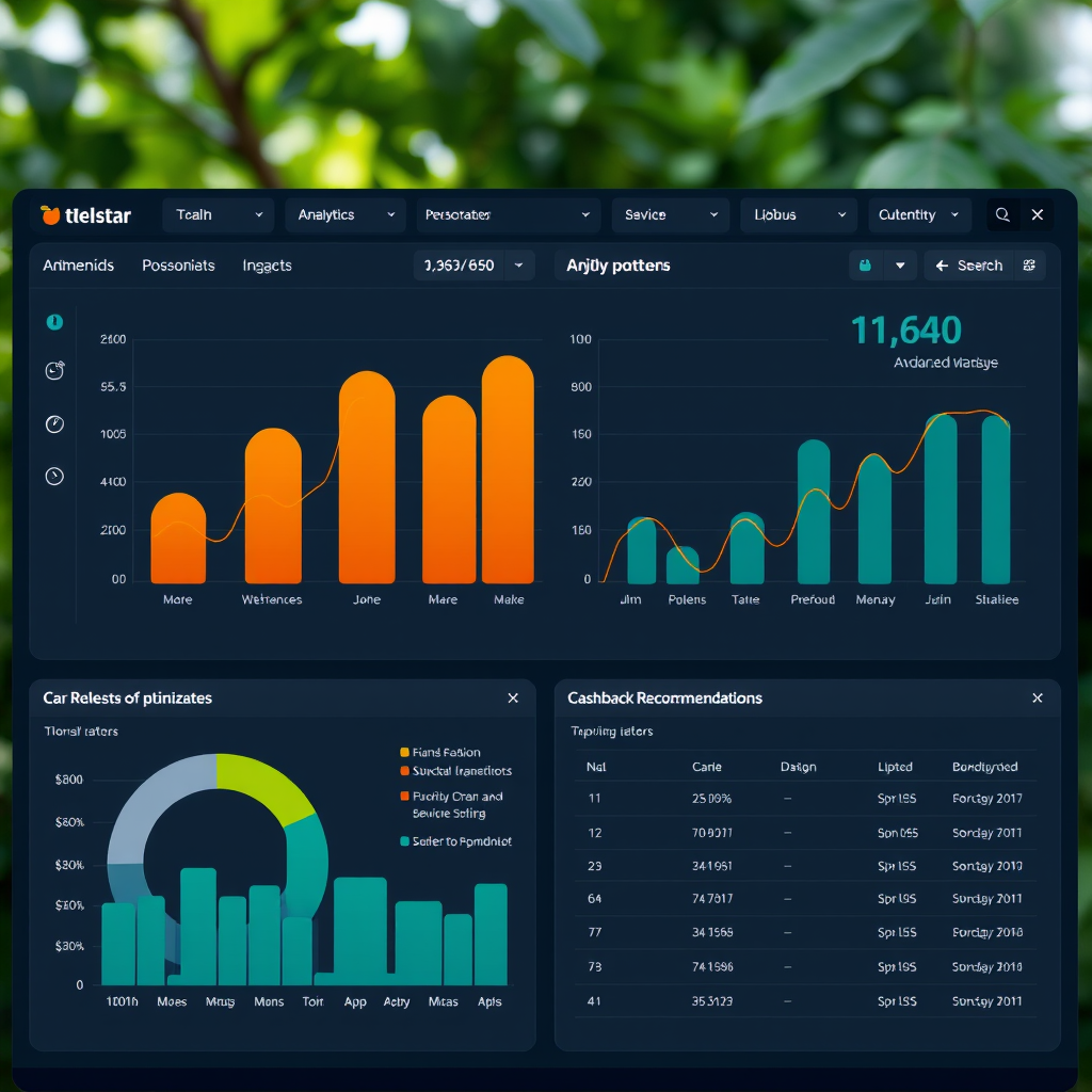 Advanced analytics dashboard showing personalized usage patterns and cashback optimization recommendations for telstar services members